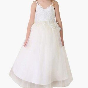 Bow Dream Ivory Lace Flower Girl/Formal Girls Sz 12 Dress